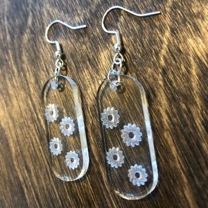 Handmade Daisy engraved Acrylic Earrings